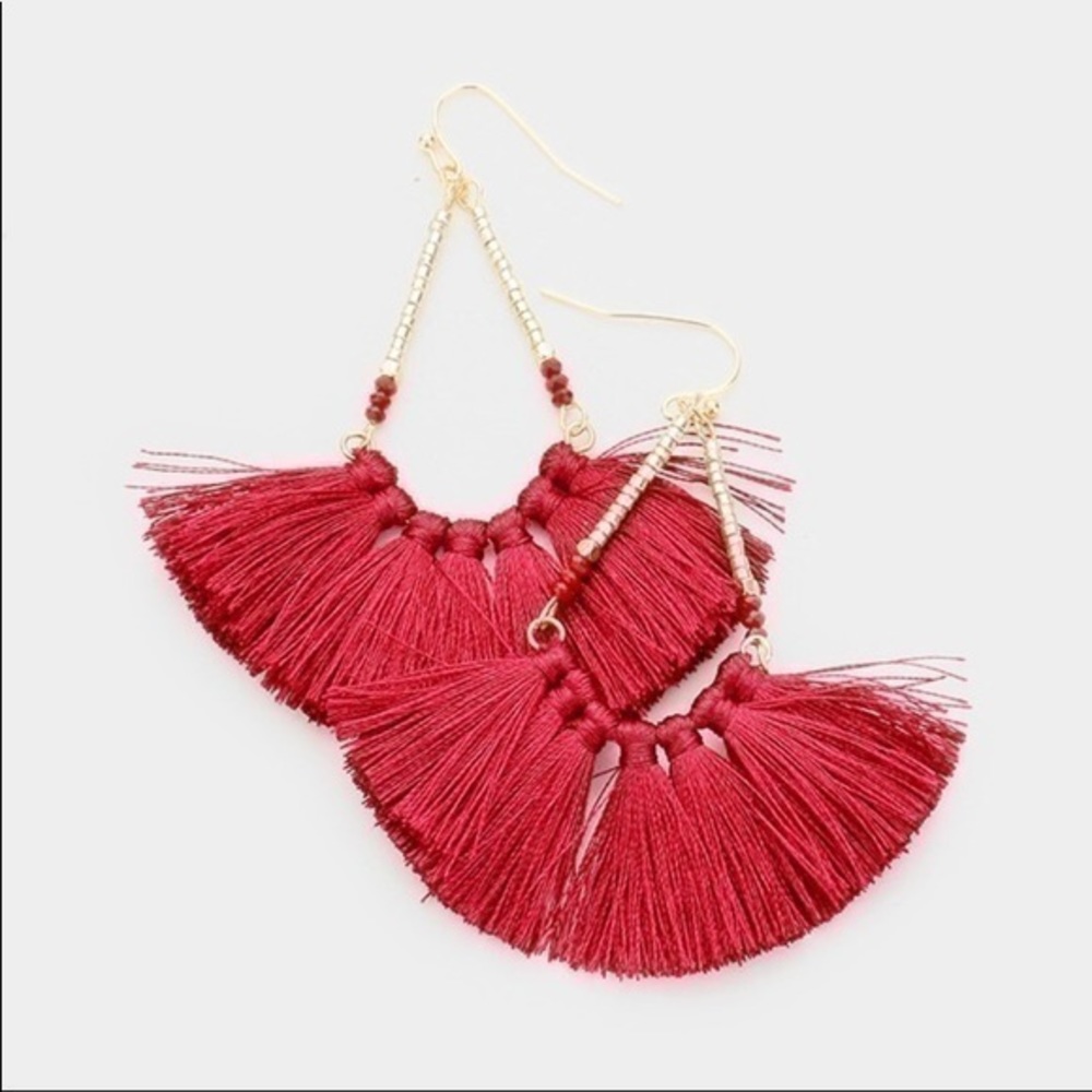 ✨✨Red Fan Fringe Tassel Earrings